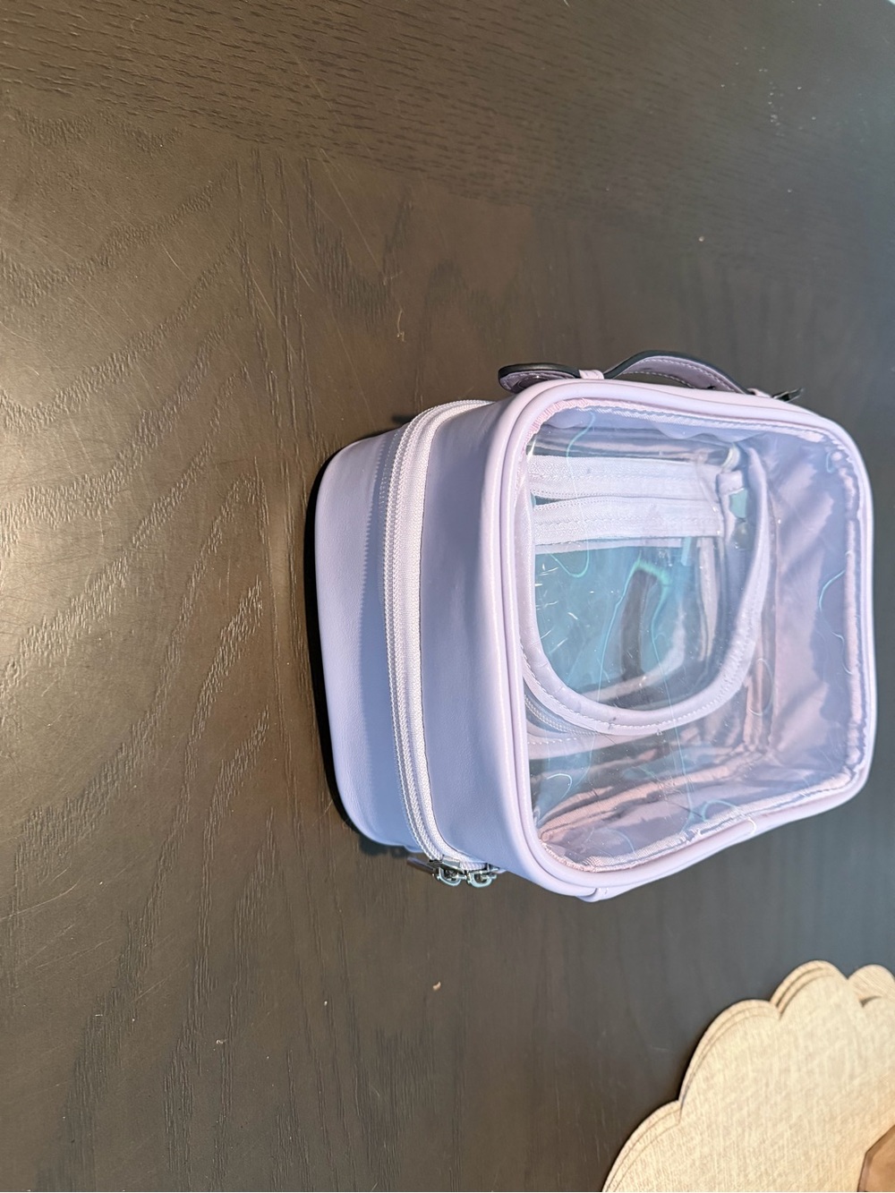Amazon Lavender Clear Makeup Organizer Bag with Handle